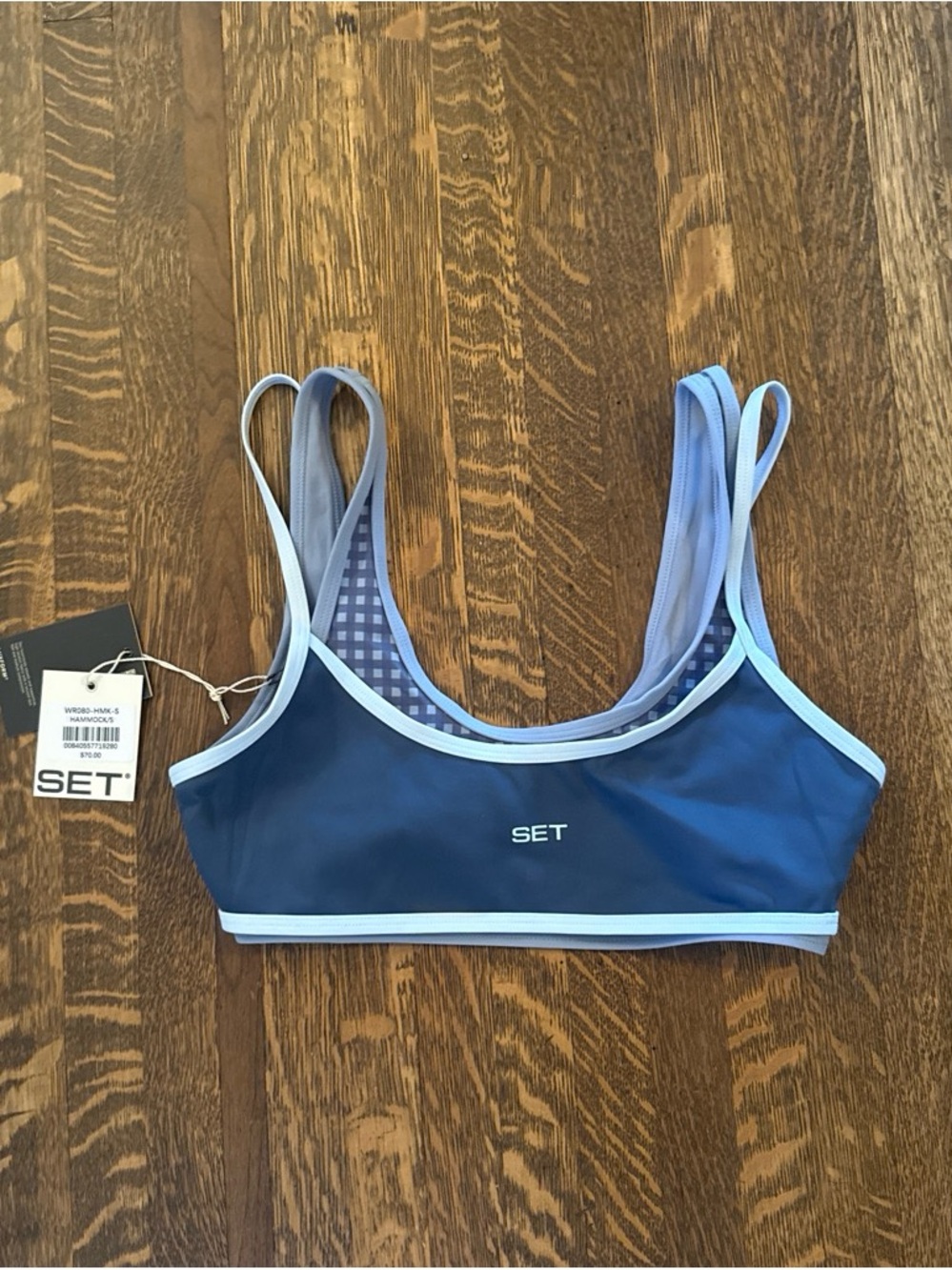 SET Active Gingham Tempo Bra in Hammock